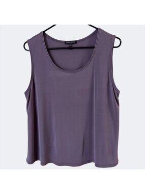 Eileen Fisher Silk Crepe Scoop-Neck Tank Top Purple Women's Petite Large